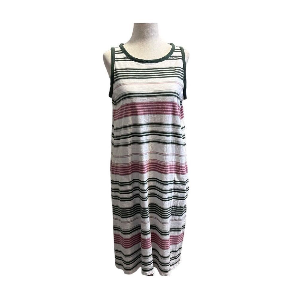 J. JILL Shift Tank Striped Dress SMALL Multicolor Beach Coastal Cotton Modal